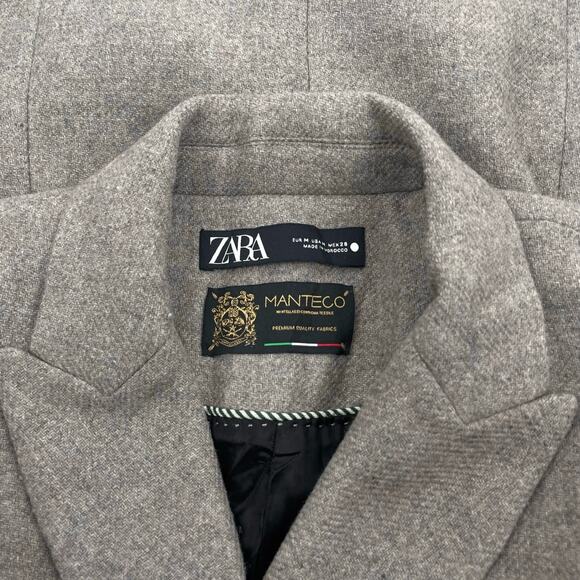 Zara Monteco Wool Blend Double Breasted Coat Ash Brown Size M - Picture 9 of 9